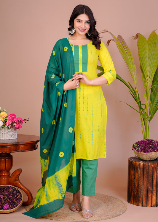 Cotton Straight Kurta Pant With Malmal Duptta Set