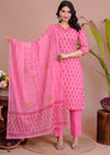 Cotton Suit With Malmal Duptta