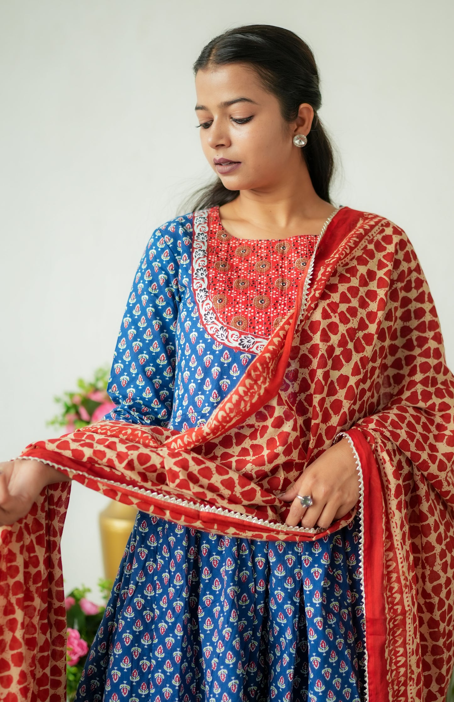 Printed Anarkali Cotton Suit