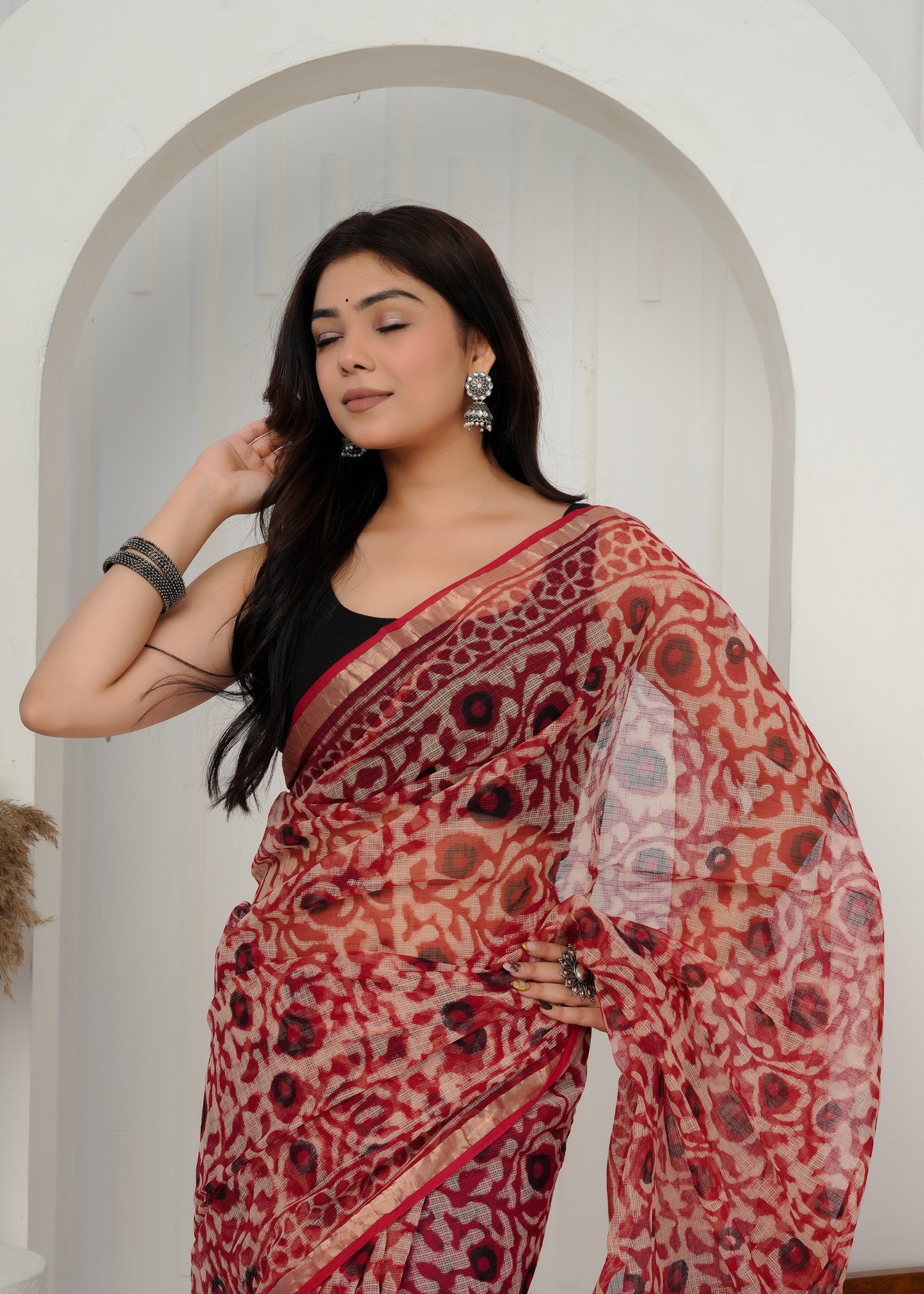 Rajasthan Royale – Handcrafted Kota Doria Printed Saree