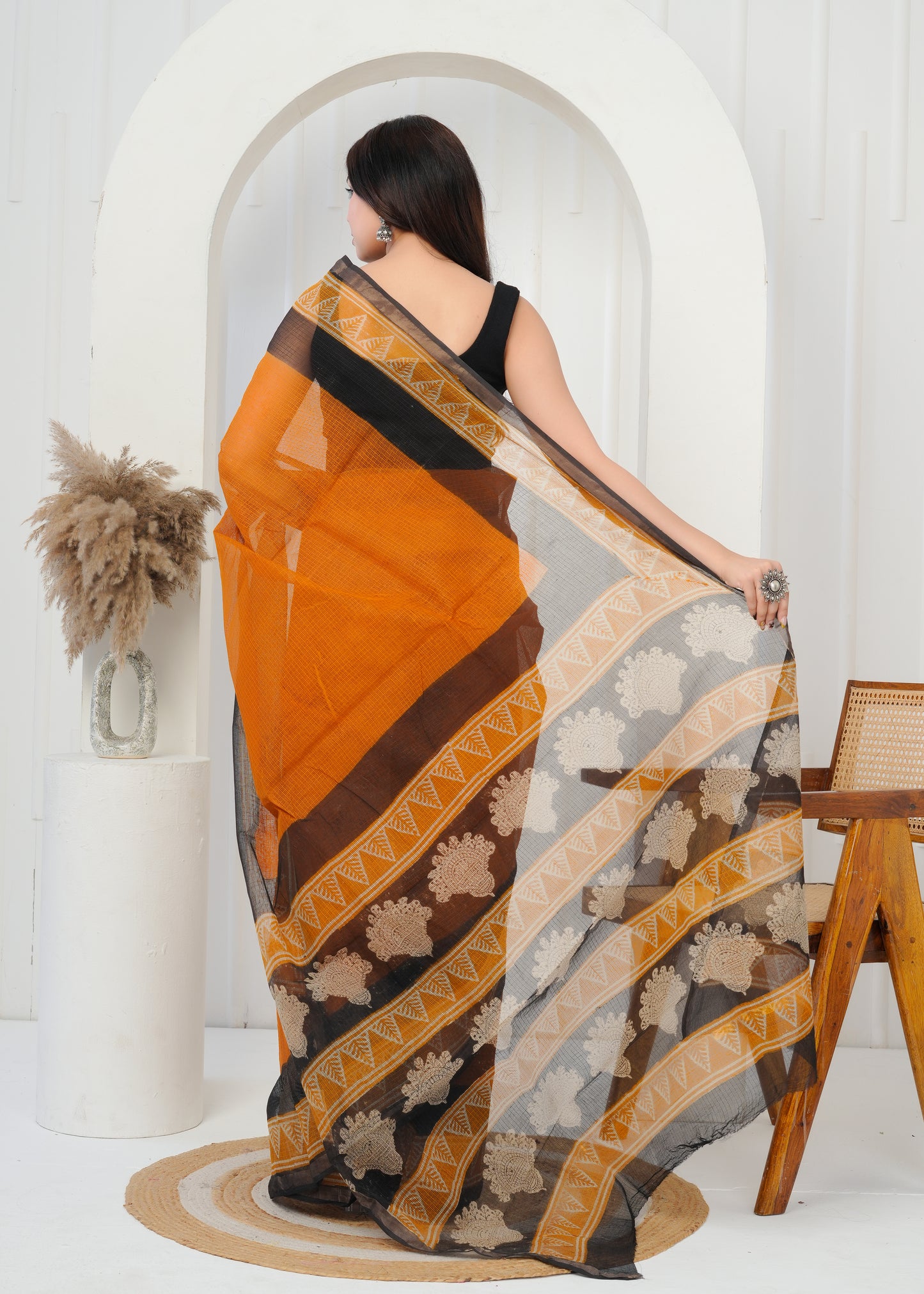 Pure Handwoven Printed Kota Doria Saree