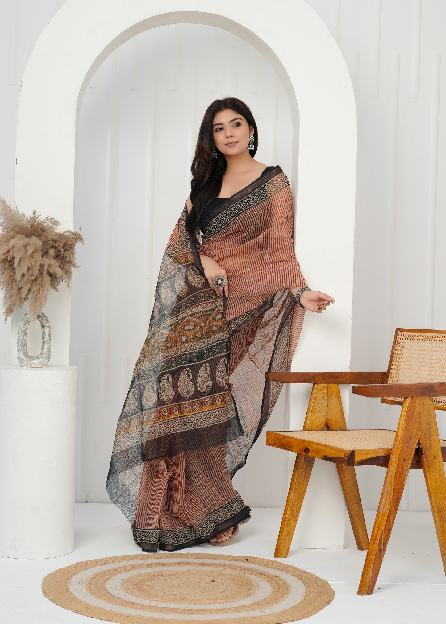 Pure Handwoven Printed Kota Doria Saree