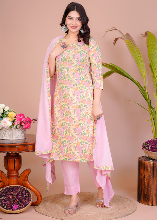 Comfort Cotton Suit With Malamal Duptta