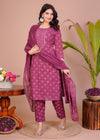 Cotton Printed Kurta Pant With Malmal Duptta