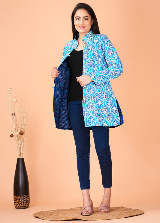 Handcrafted Pure Cotton Printed Winter Jacket