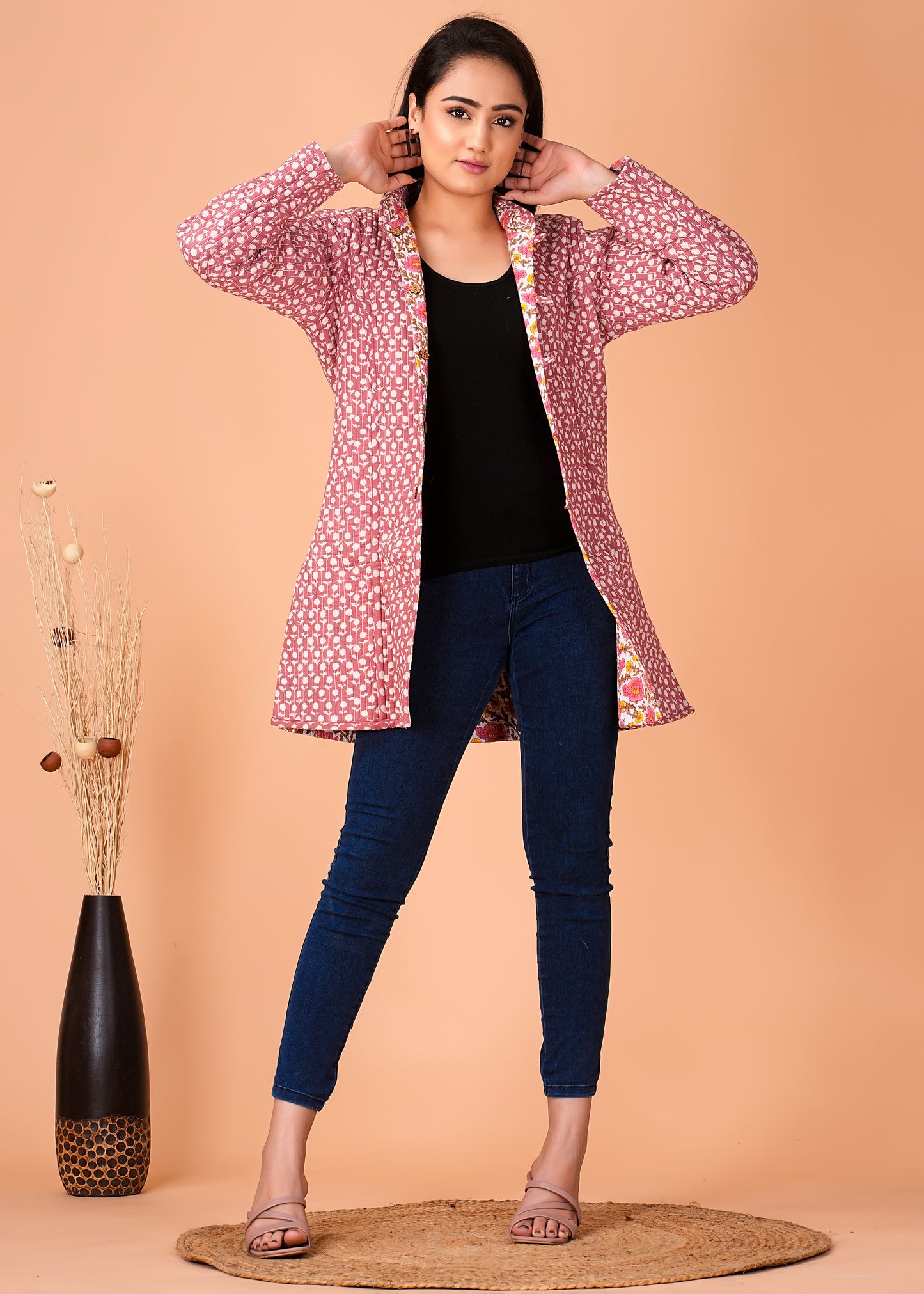 Handcrafted Pure Cotton Printed Winter Jacket