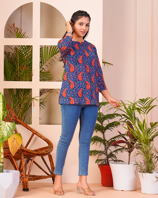 Cotton Printed Short Kurti