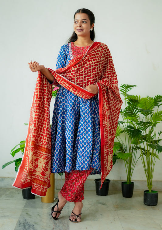 Printed Anarkali Cotton Suit