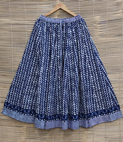 Pure Cotton Flared Printed Long Skirt