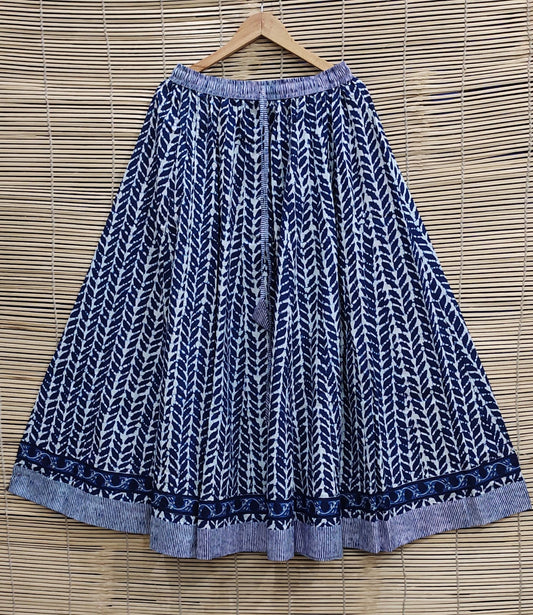 Pure Cotton Flared Printed Long Skirt