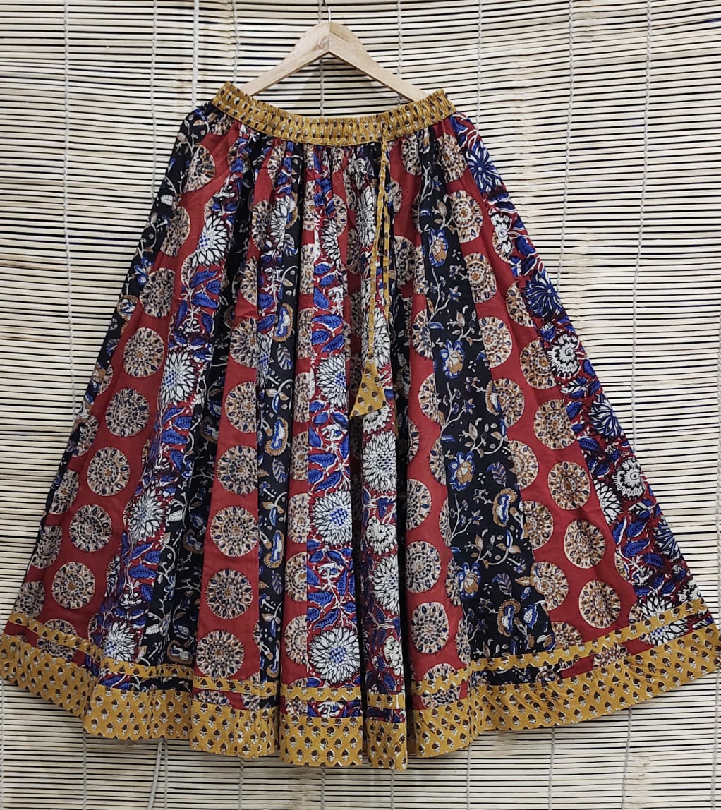 Pure Cotton Flared Printed Long Skirt