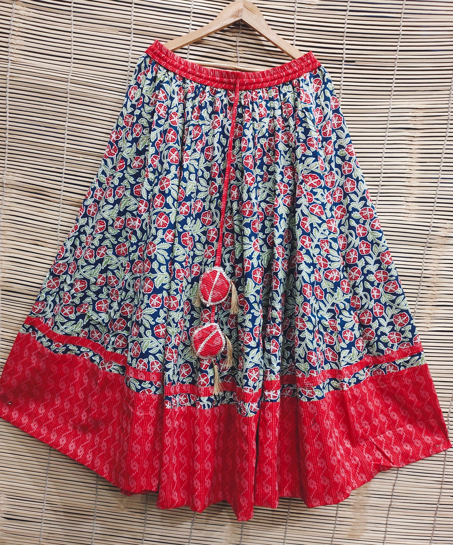 Printed  Cotton Floor Lenght Long Skirt