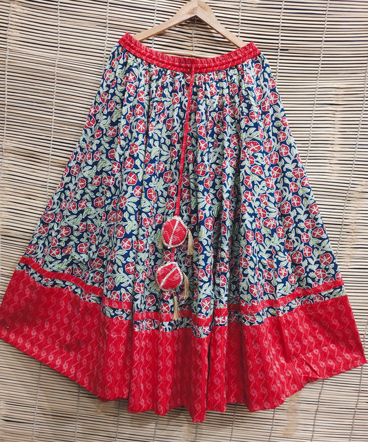 Printed  Cotton Floor Lenght Long Skirt