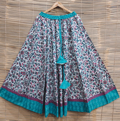 Printed  Cotton Floor Lenght Long Skirt