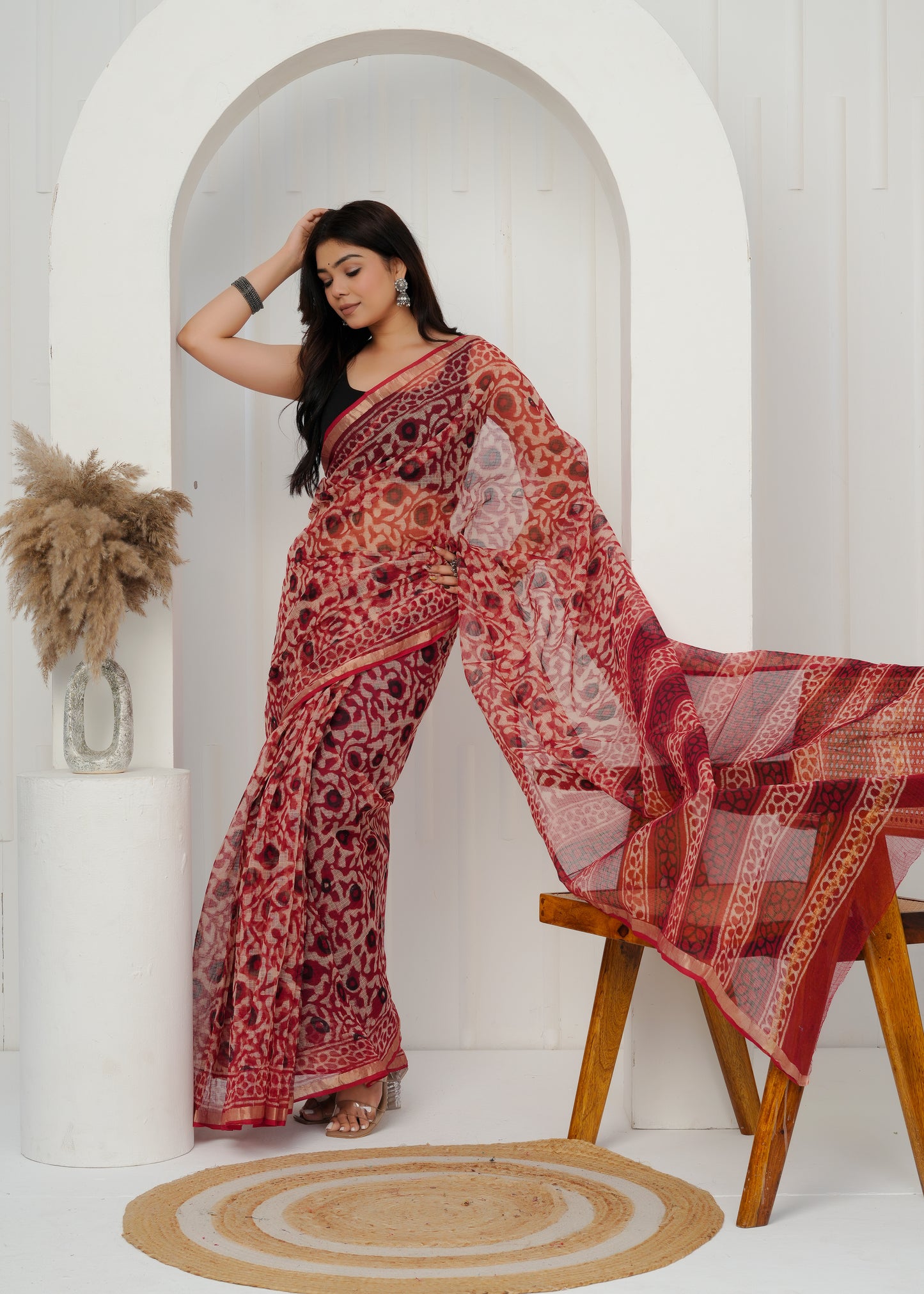 Rajasthan Royale – Handcrafted Kota Doria Printed Saree