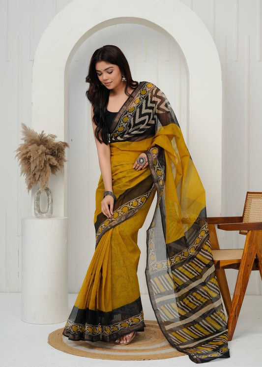 Elegant Handmade Kota Doria Saree with Traditional