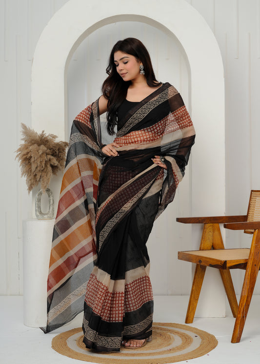 Elegant Handmade Kota Doria Saree with Traditional