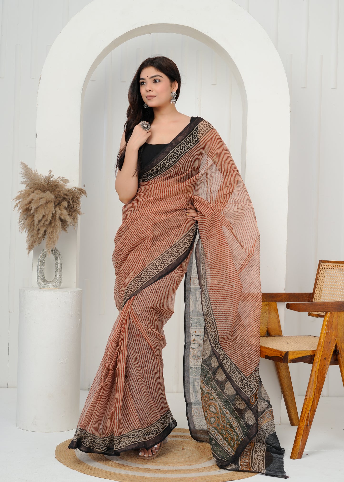 Pure Handwoven Printed Kota Doria Saree
