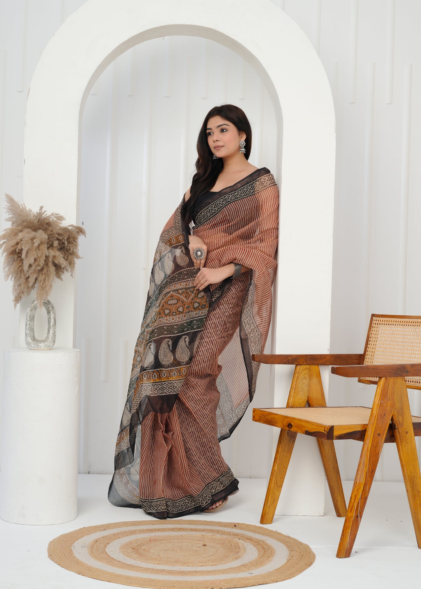Pure Handwoven Printed Kota Doria Saree