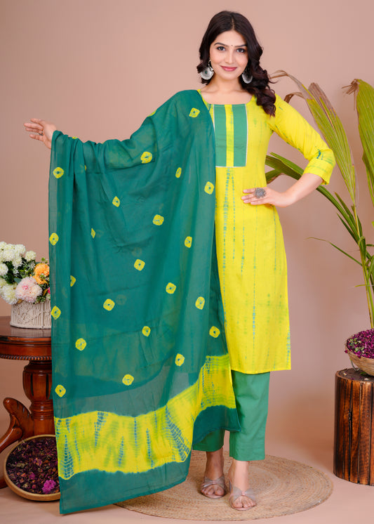 Cotton Straight Kurta Pant With Malmal Duptta Set