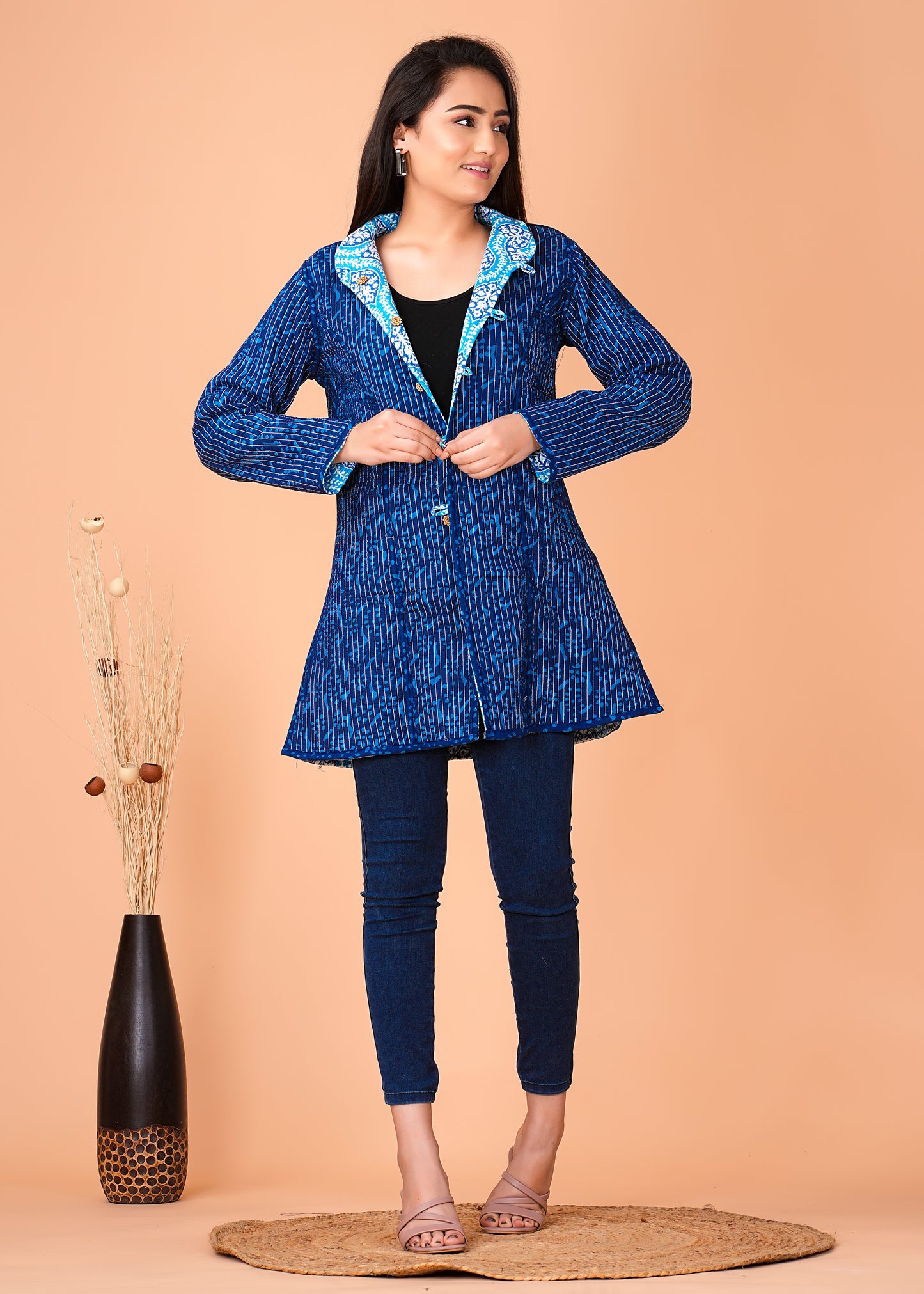 Handcrafted Pure Cotton Printed Winter Jacket