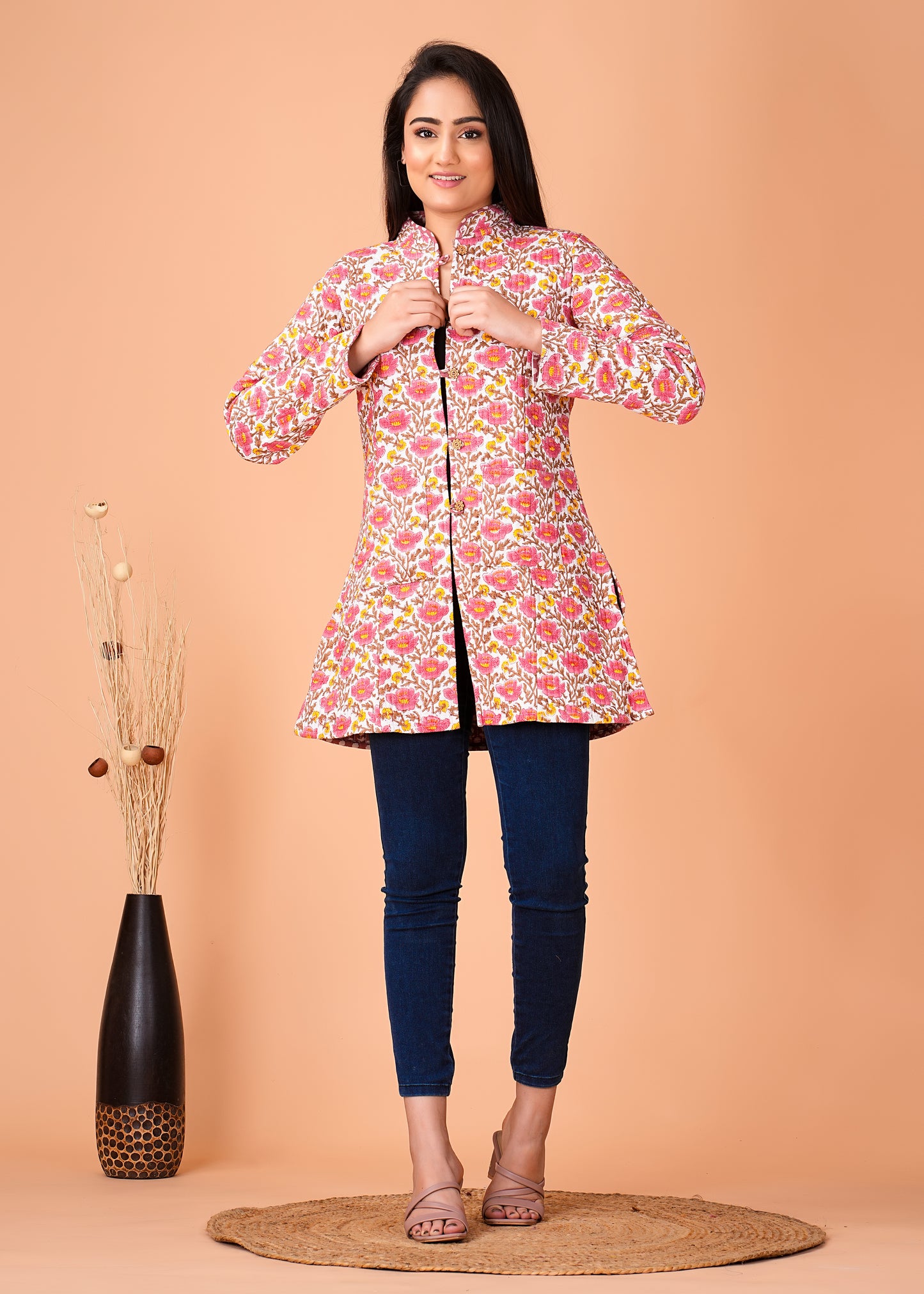 Handcrafted Pure Cotton Printed Winter Jacket
