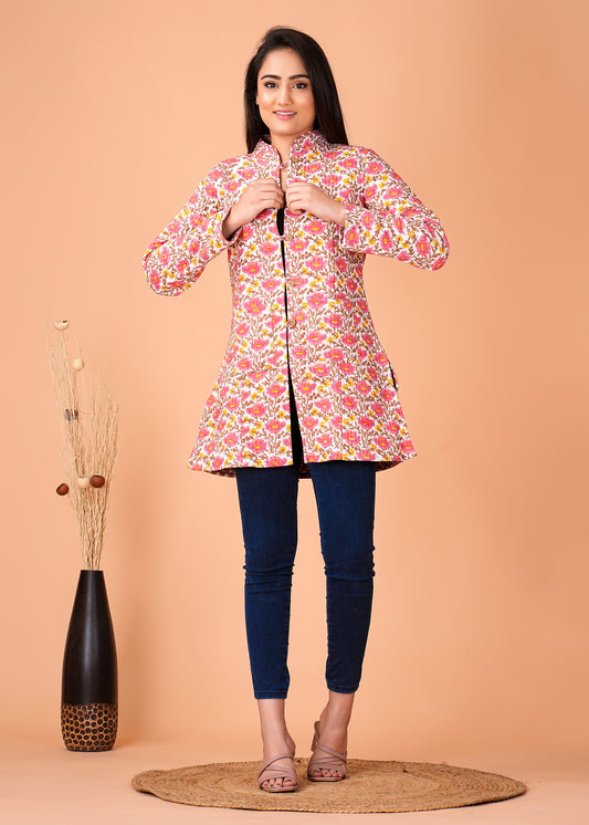 Handcrafted Pure Cotton Printed Winter Jacket
