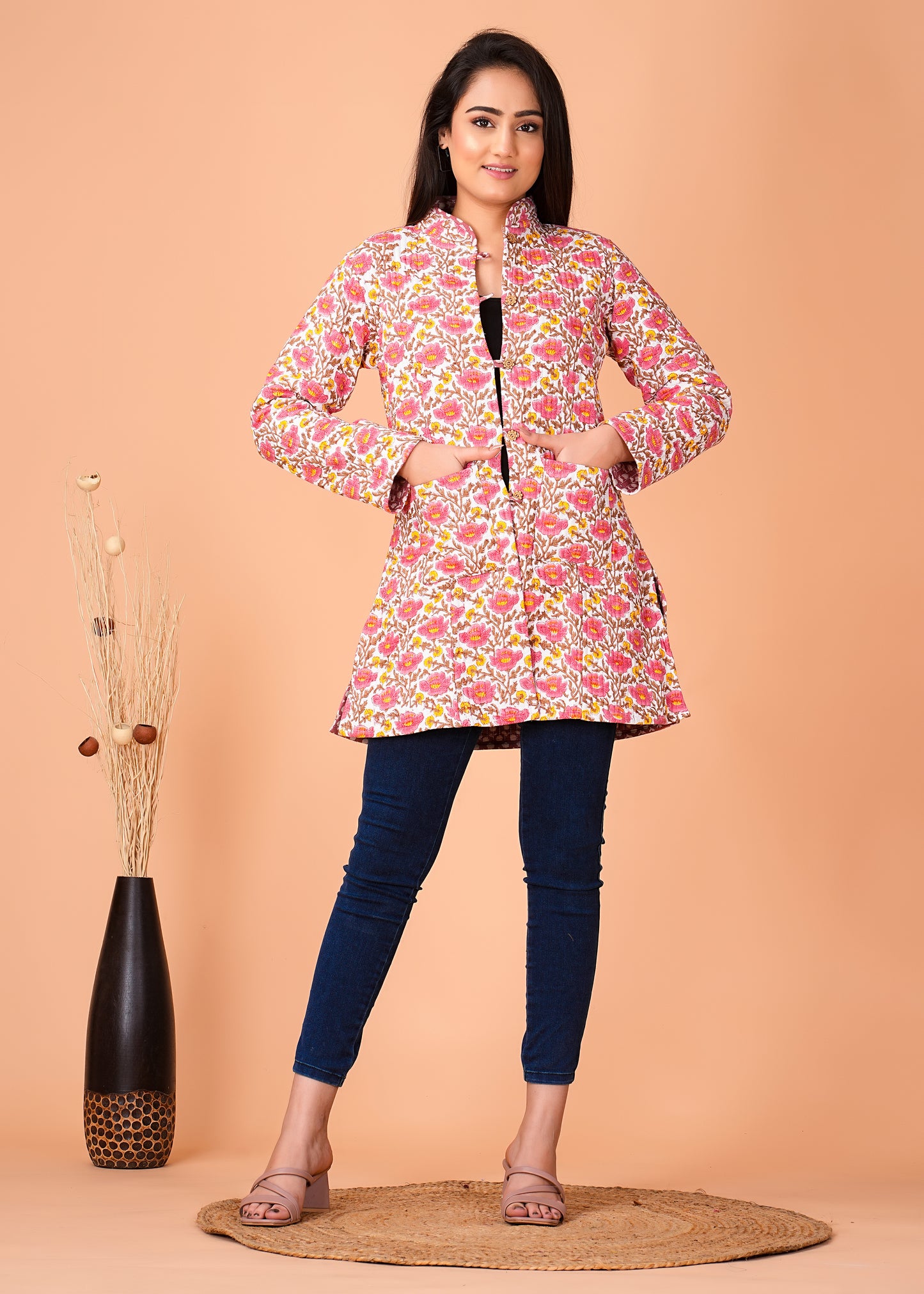 Handcrafted Pure Cotton Printed Winter Jacket