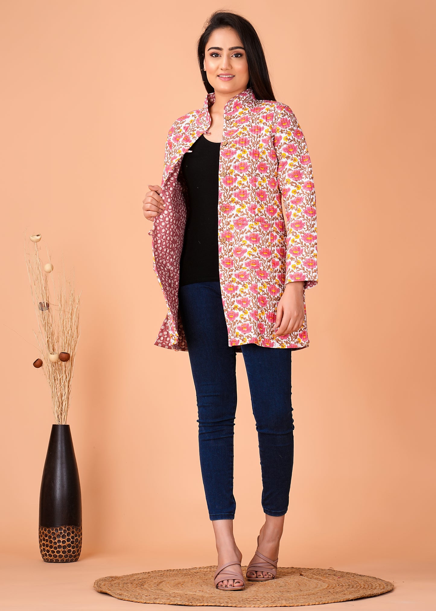 Handcrafted Pure Cotton Printed Winter Jacket