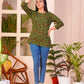 Green Printed Cotton Short Kurti